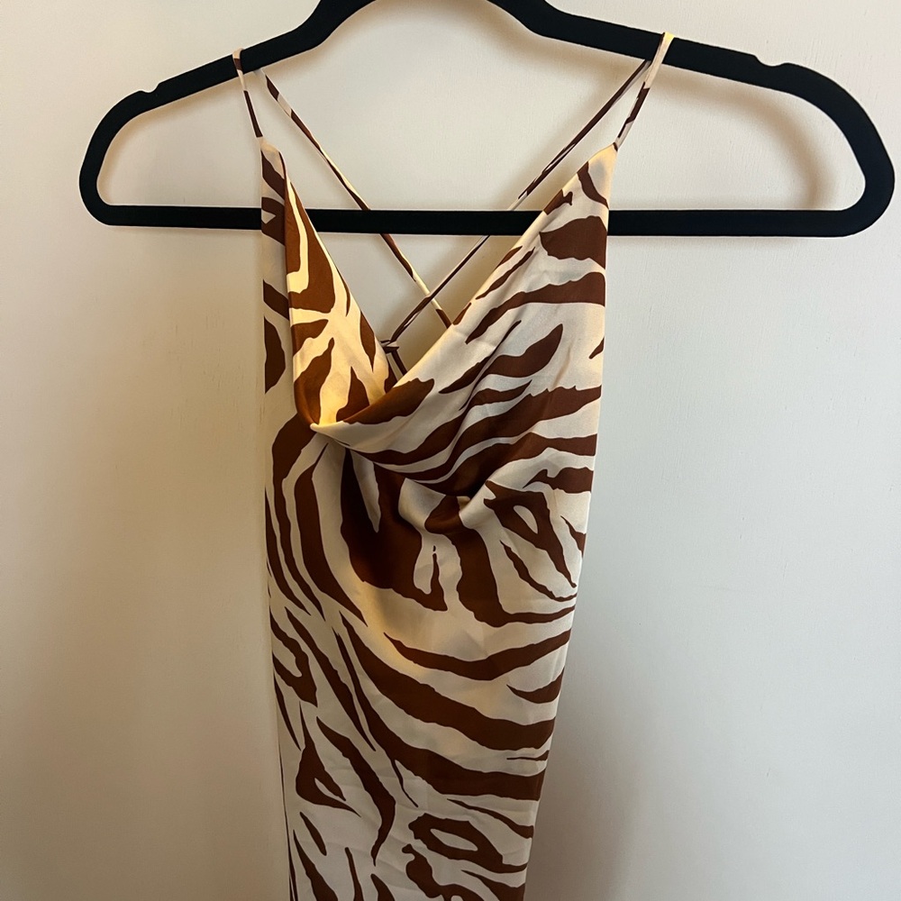 Brown and Cream Zebra Print Dress